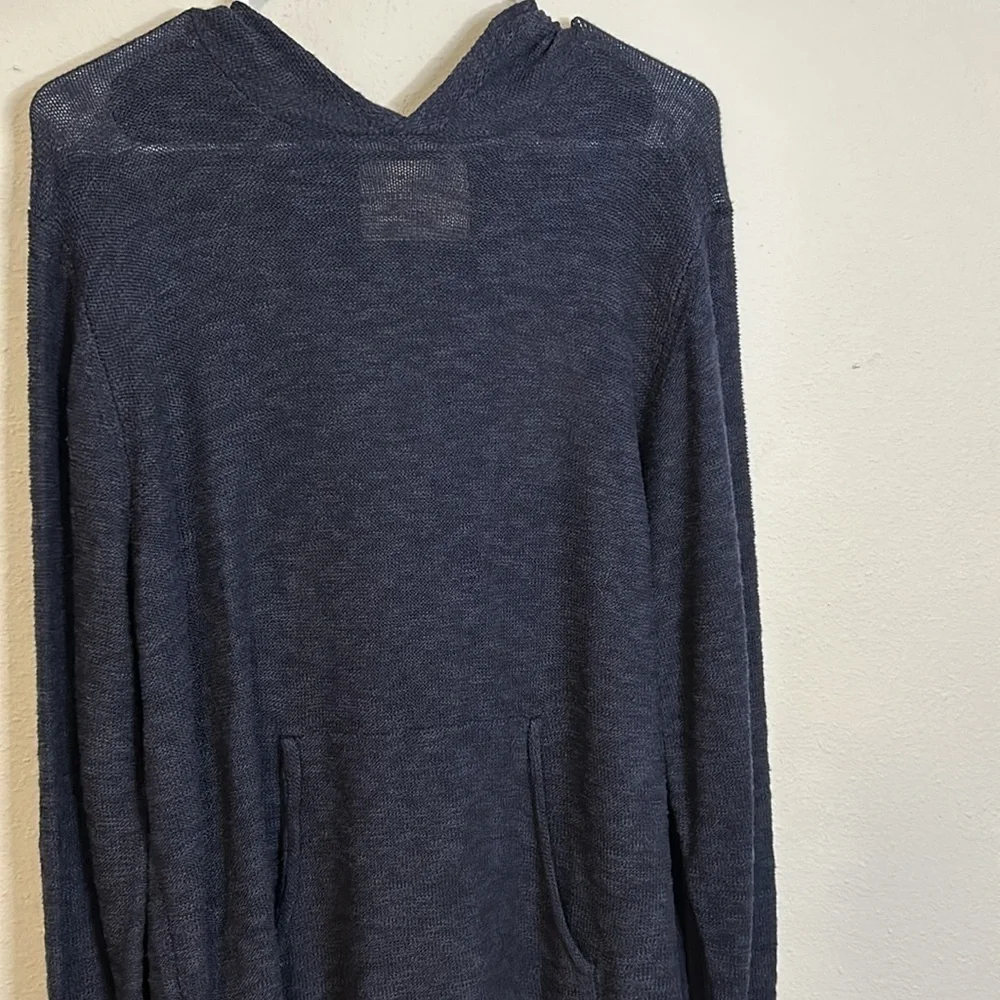 NWT Weatherproof Mens knit sweater hoodie, navy blue, size medium. Cotton blend.